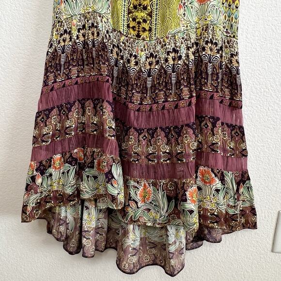 Anthropologie Lovett Tiered Flowy Bohemian Chic Midi Dress Large Floral Lace B24 - Picture 10 of 13